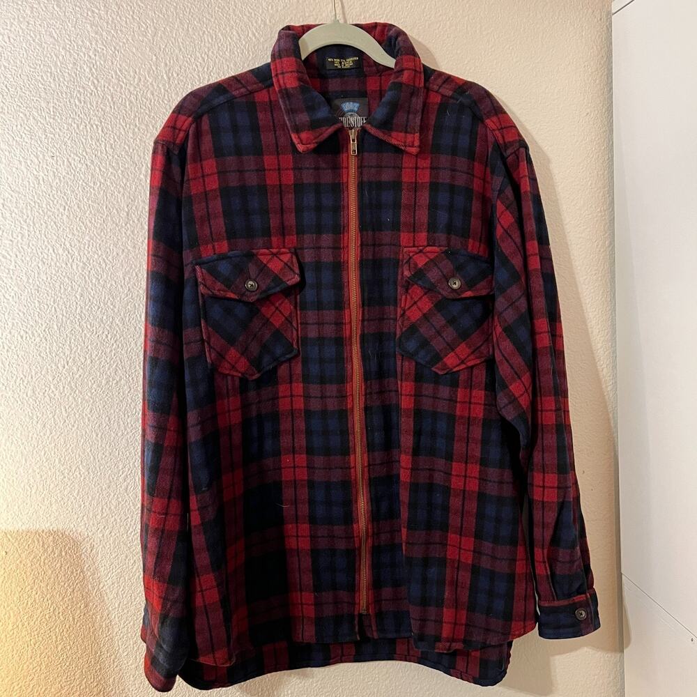 Worn The World Over Vintage Classic Plaid Wool Blend Jacket‎ Shacket Sz Xl Cabin